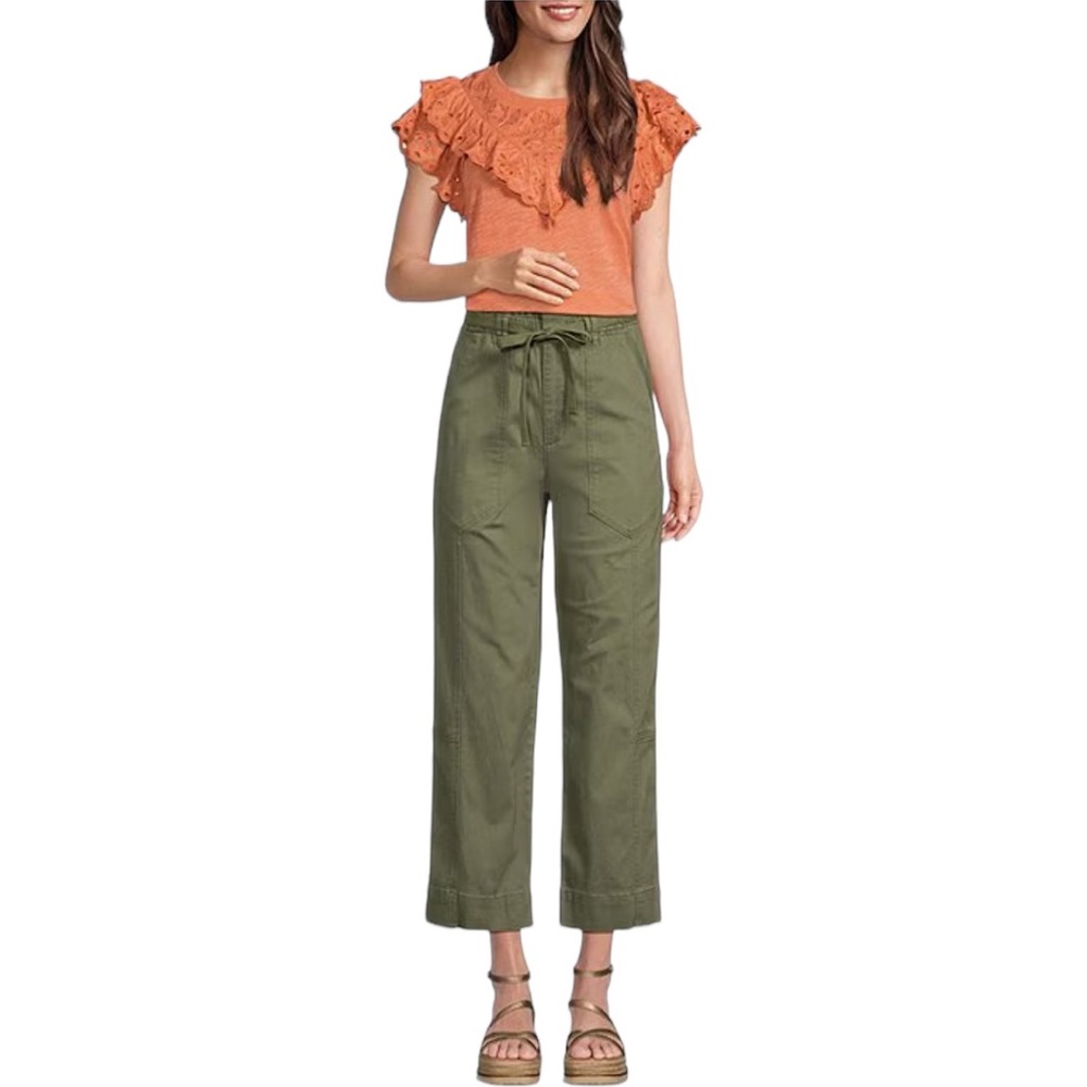 Wit & Wisdom Olive High-Rise Paper Bag Tie Waist Wide Leg Pants 16W